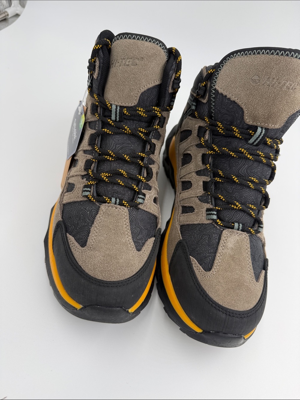 Hi-Tec Men's Taupe, Black and Yellow Hiking Boots
